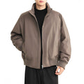 Zip-Up High Neck Bomber Jacket // Gray Brown