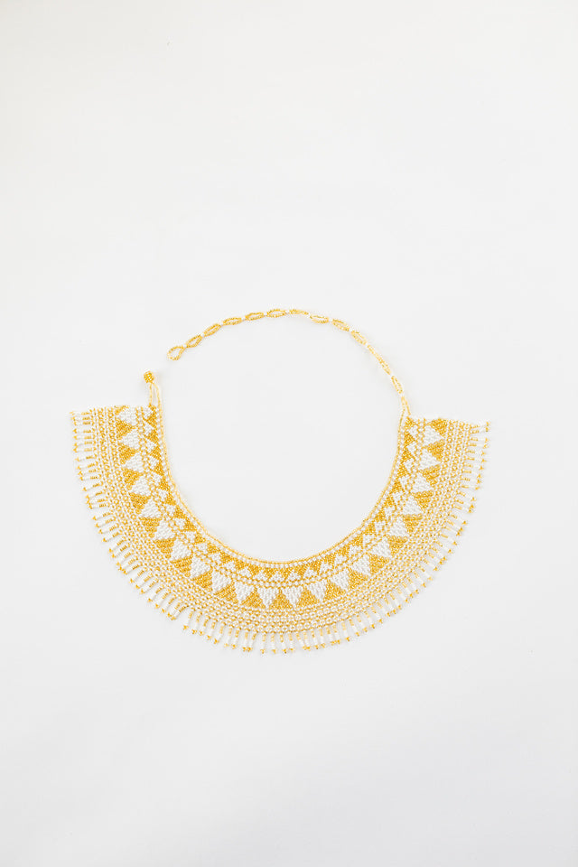 Gold Beaded Hat Necklace