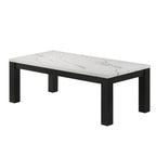 Modern 3 Piece Living Room Table Set With Faux Marble Top - Black / White