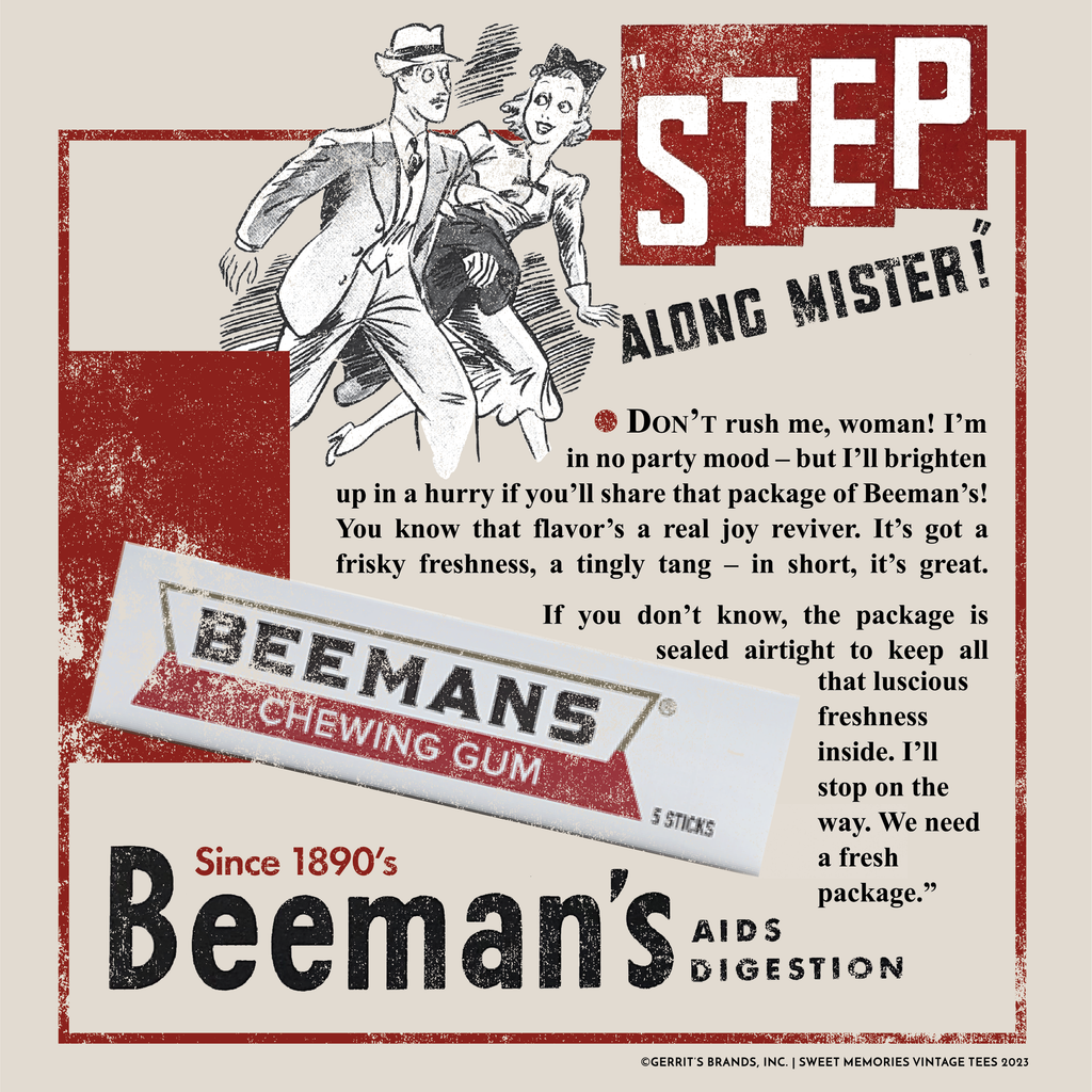 Beemans Chewing Gum Step Along Mister! Vintage Ad Tee – Retro Gum Unisex Graphic T-Shirt | Nostalgic Candy Apparel