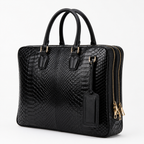 The Cortona Black Python Leather Men’s Laptop Briefcase