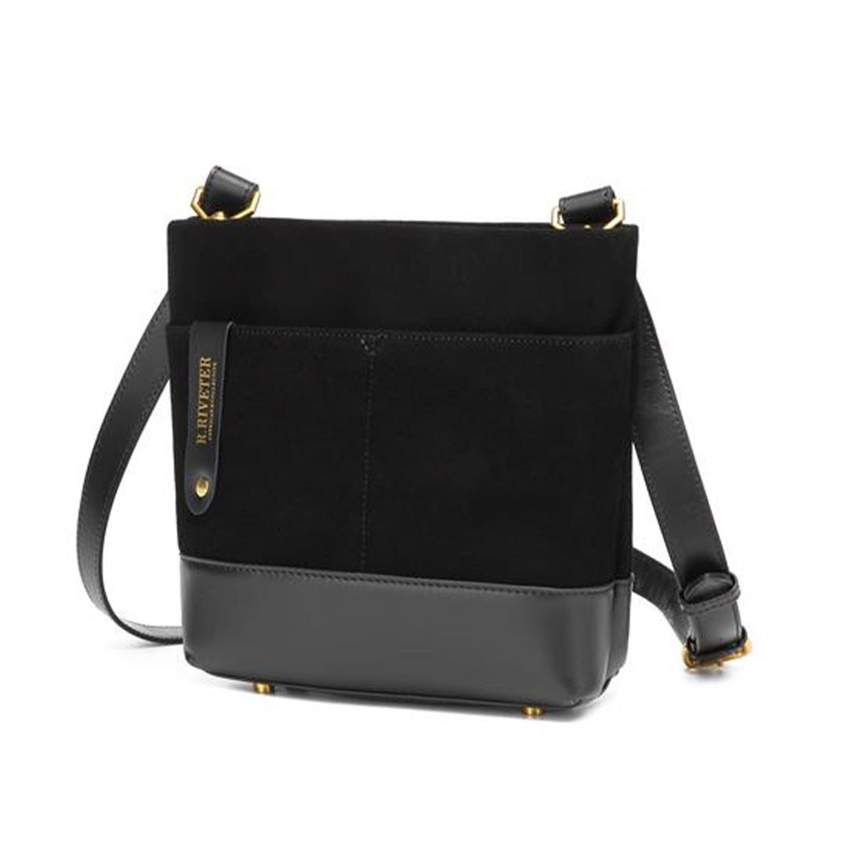 Betsy Bucket Bag | Black Suede + Black