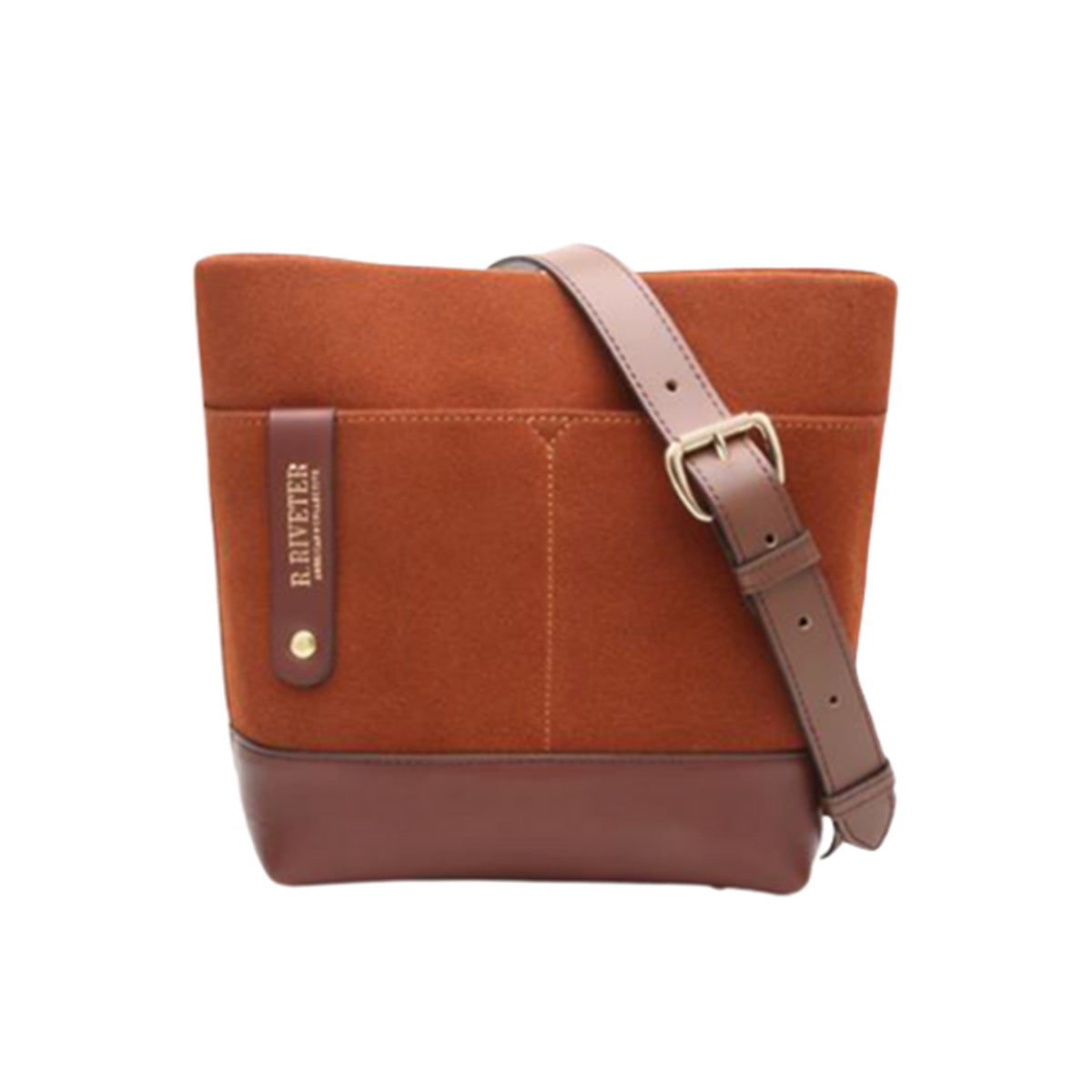 Betsy Bucket Bag | Rust Suede + Brown