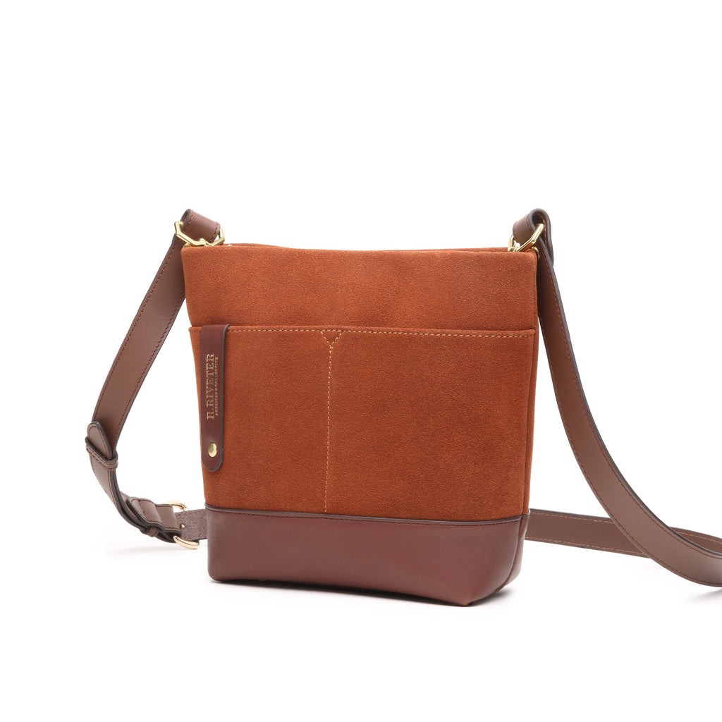 Betsy Bucket Bag | Rust Suede + Brown