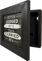 Better Judged by 12 Than Carried by 6 Gun Concealment Furniture - Handcrafted Hidden Gun Storage Wall Decor - Hidden Safe Furniture with Magnetic Lock for Quick Access & Storage