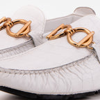 The Pisa White Leather Bit Drive Loafer Men Shoe