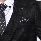 Levi 3-Piece Checkered Slim Fit Suit // Black
