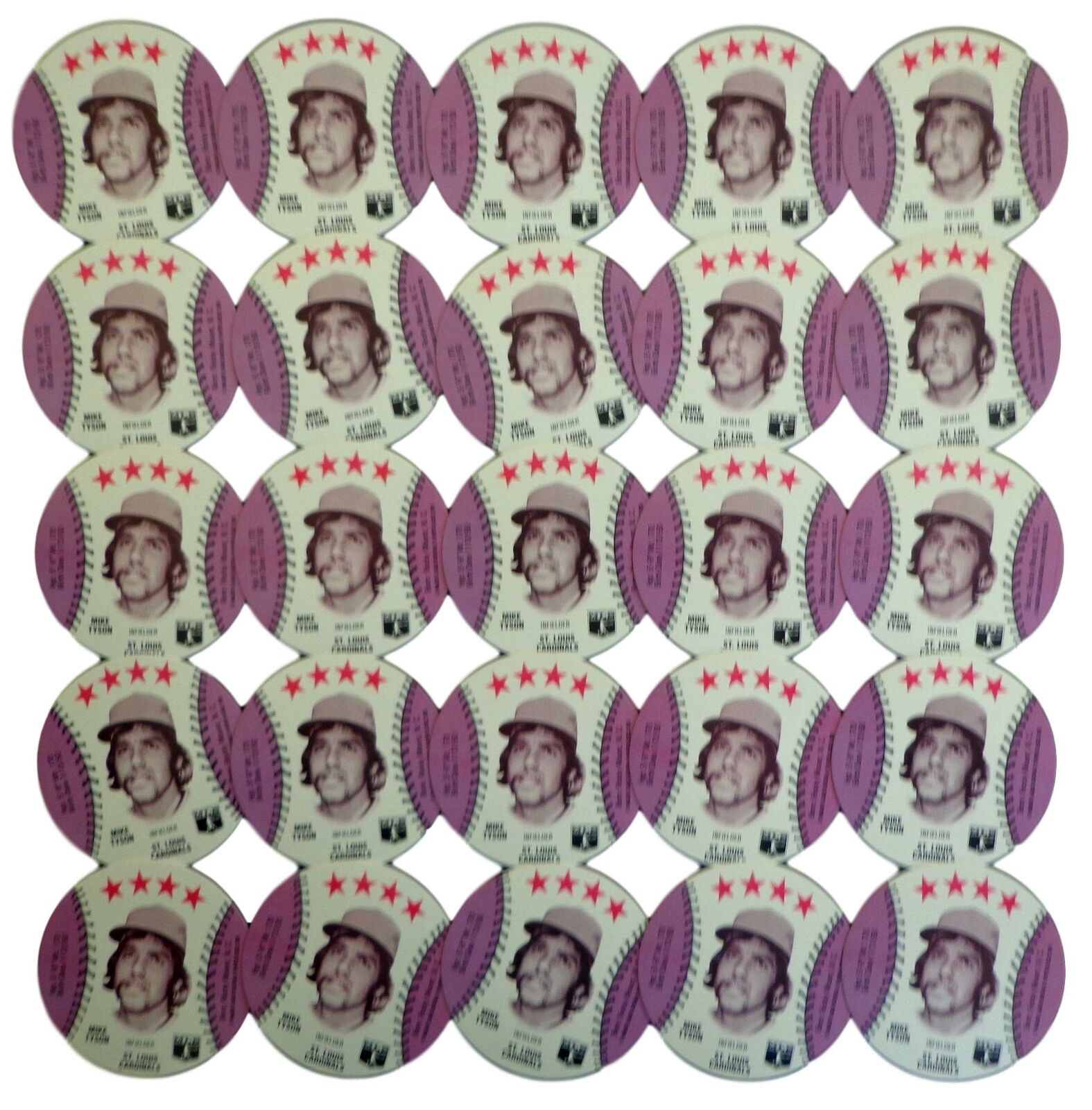 Lot of 25 - 1976 MSA Isaly's Discs Mike Tyson Cardinals Gem Mint 153987