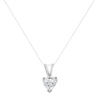 14K White Gold 1/5 Cttw 3-Prong Set Heart Shaped Solitaire Lab Grown Diamond 18" Pendant Necklace (F-G Color, VS2-SI1 Clarity)