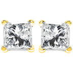 AGS Certified 1/4 Cttw Princess-Cut Square Diamond 4-Prong Solitaire Stud Earrings in 14K Yellow Gold (J-K Color, SI2-I1 Clarity)