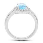 2.58 Carat Genuine  Blue Topaz and White Topaz .925 Sterling Silver Ring