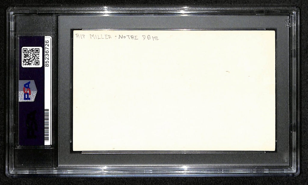 Rip Miller CFB HOF Signed/Auto 3x5 Index Card Notre Dame PSA/DNA 189017