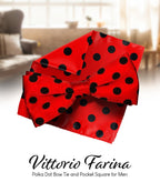 Vittorio Farina Men's Polka Dot Satin Bow Tie & Pocket Square in Gift Box