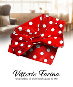 Vittorio Farina Men's Polka Dot Satin Bow Tie & Pocket Square in Gift Box