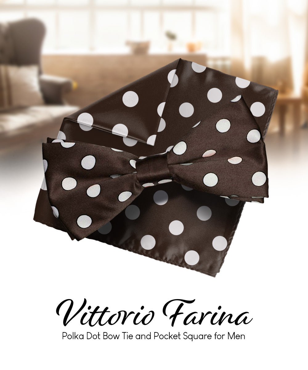 Vittorio Farina Men's Polka Dot Satin Bow Tie & Pocket Square in Gift Box