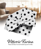 Vittorio Farina Men's Polka Dot Satin Bow Tie & Pocket Square in Gift Box
