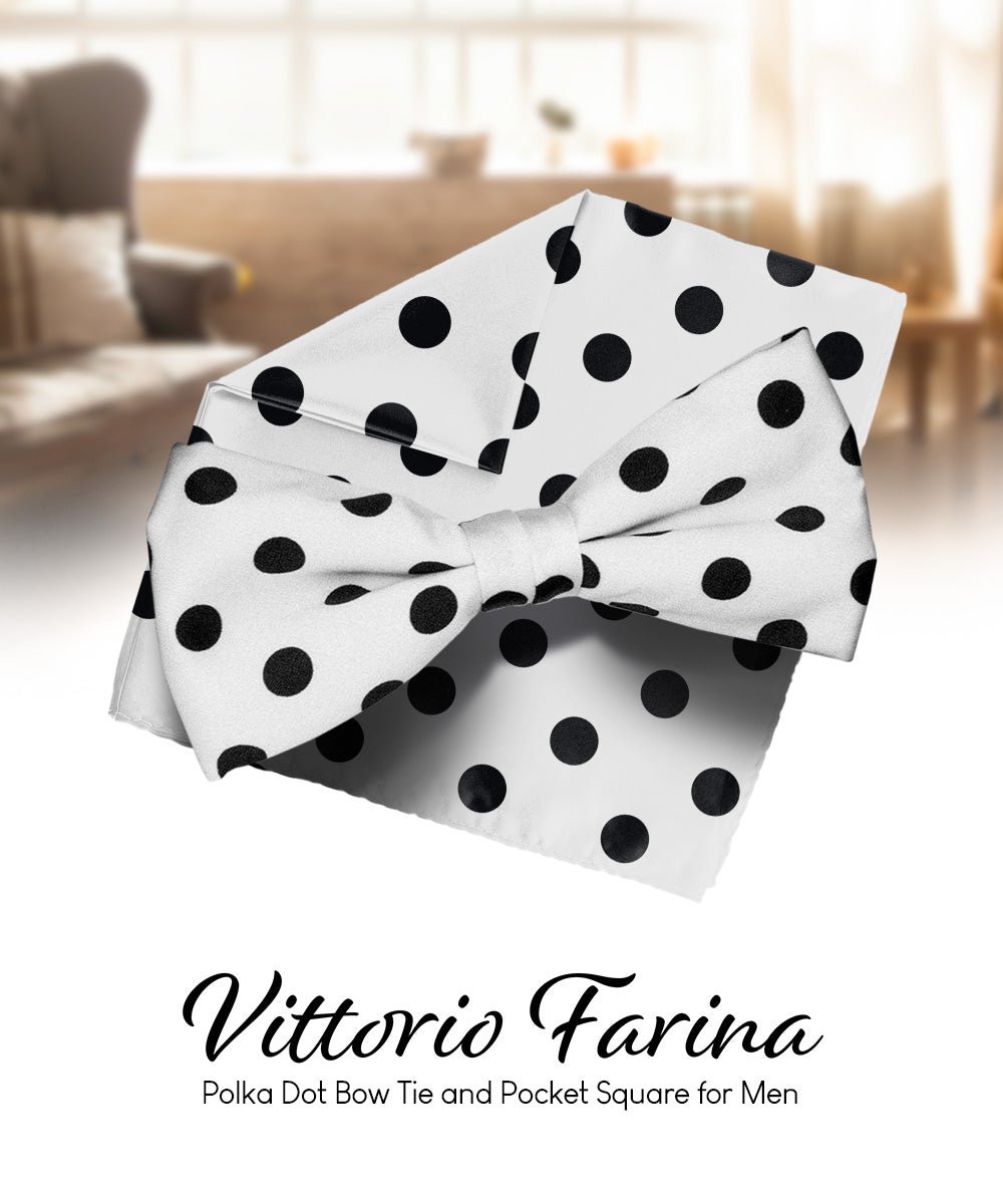 Vittorio Farina Men's Polka Dot Satin Bow Tie & Pocket Square in Gift Box