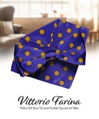 Vittorio Farina Men's Polka Dot Satin Bow Tie & Pocket Square in Gift Box