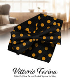 Vittorio Farina Men's Polka Dot Satin Bow Tie & Pocket Square in Gift Box