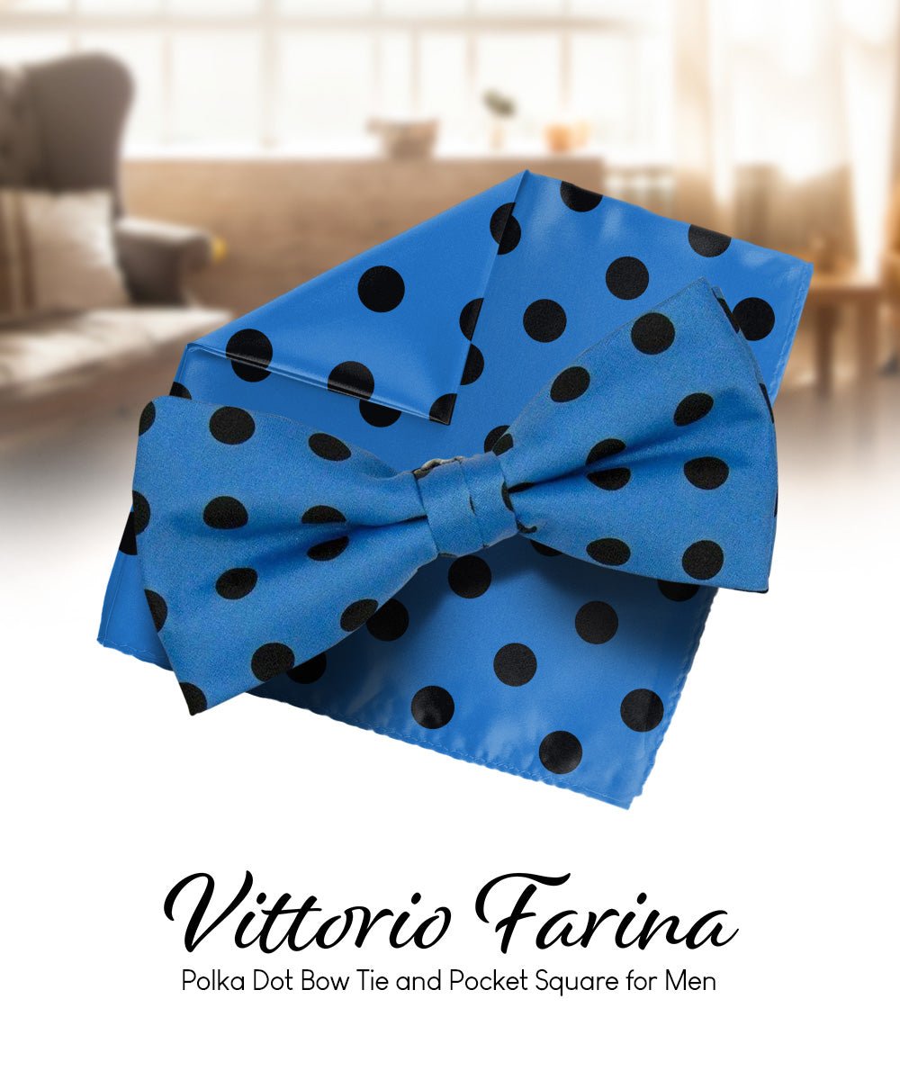 Vittorio Farina Men's Polka Dot Satin Bow Tie & Pocket Square in Gift Box