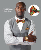 Vittorio Farina Men's Kente Satin Bow Tie & Pocket Square in Gift Box