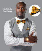 Vittorio Farina Men's Kente Satin Bow Tie & Pocket Square in Gift Box