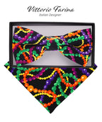 Vittorio Farina Men's Mardi Gras Satin Bow Tie & Pocket Square in Gift Box