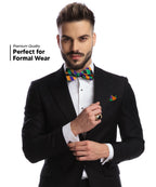 Vittorio Farina Men's Mardi Gras Satin Bow Tie & Pocket Square in Gift Box
