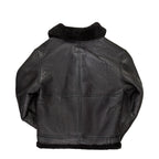 All Black B-3 Hooded Sheepskin Bomber Jacket Z203615B