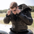 All Black B-3 Hooded Sheepskin Bomber Jacket Z203615B