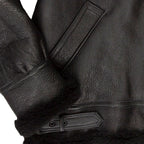 All Black B-3 Hooded Sheepskin Bomber Jacket Z203615B