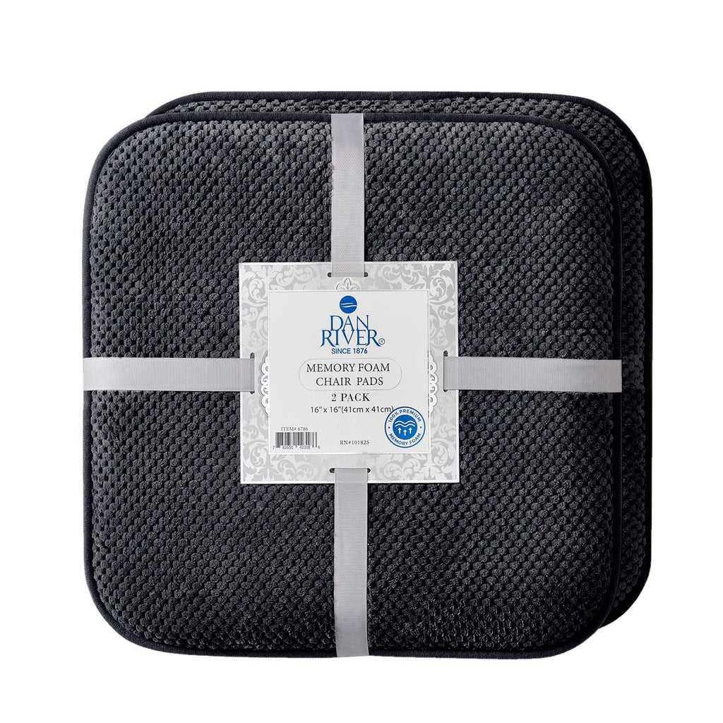 Dan River 2-4 Pack Memory Foam Non-Slip 16x16'' Chair Cushion Pad