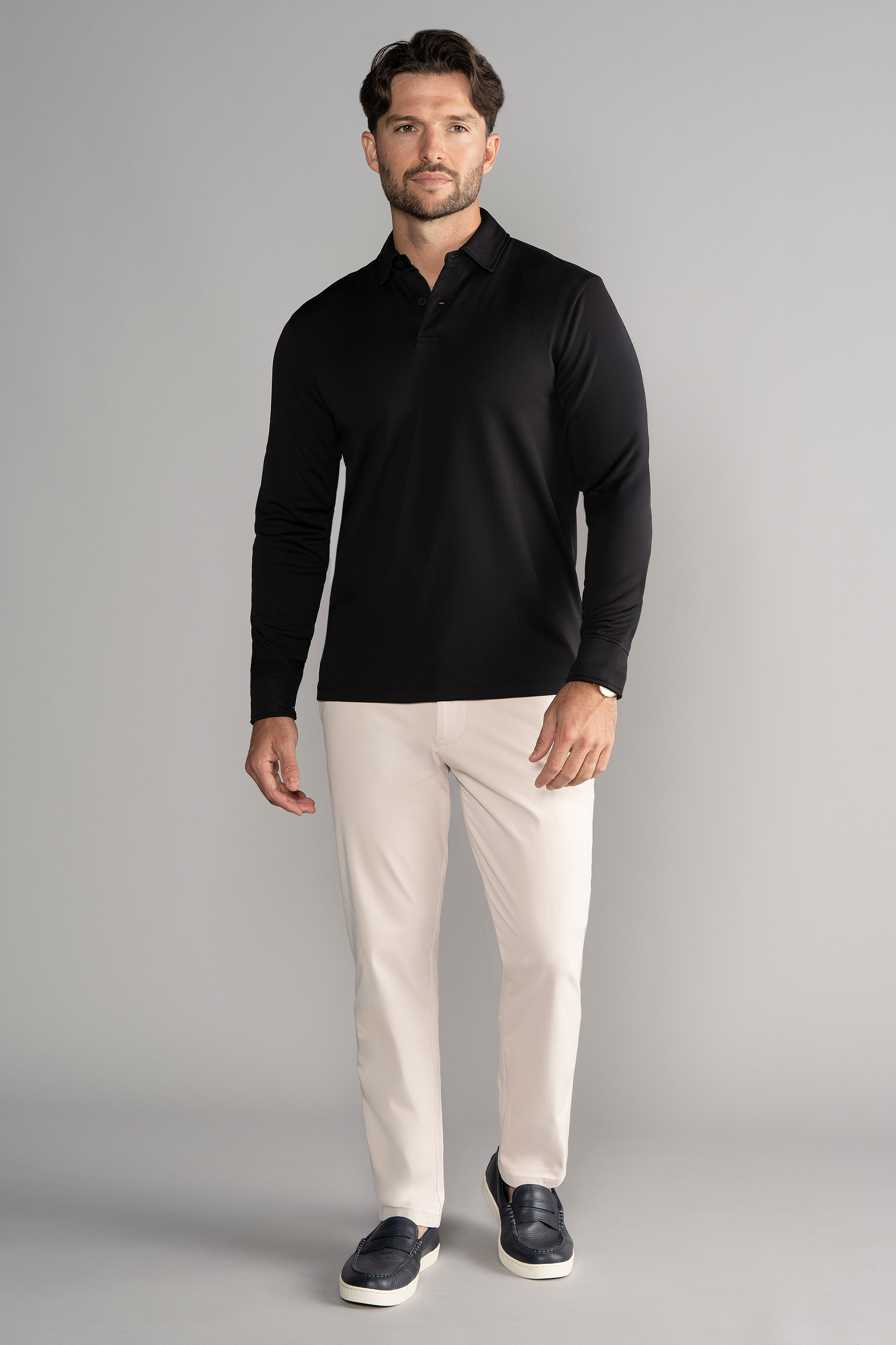 Long Sleeve Polo Solid // Black