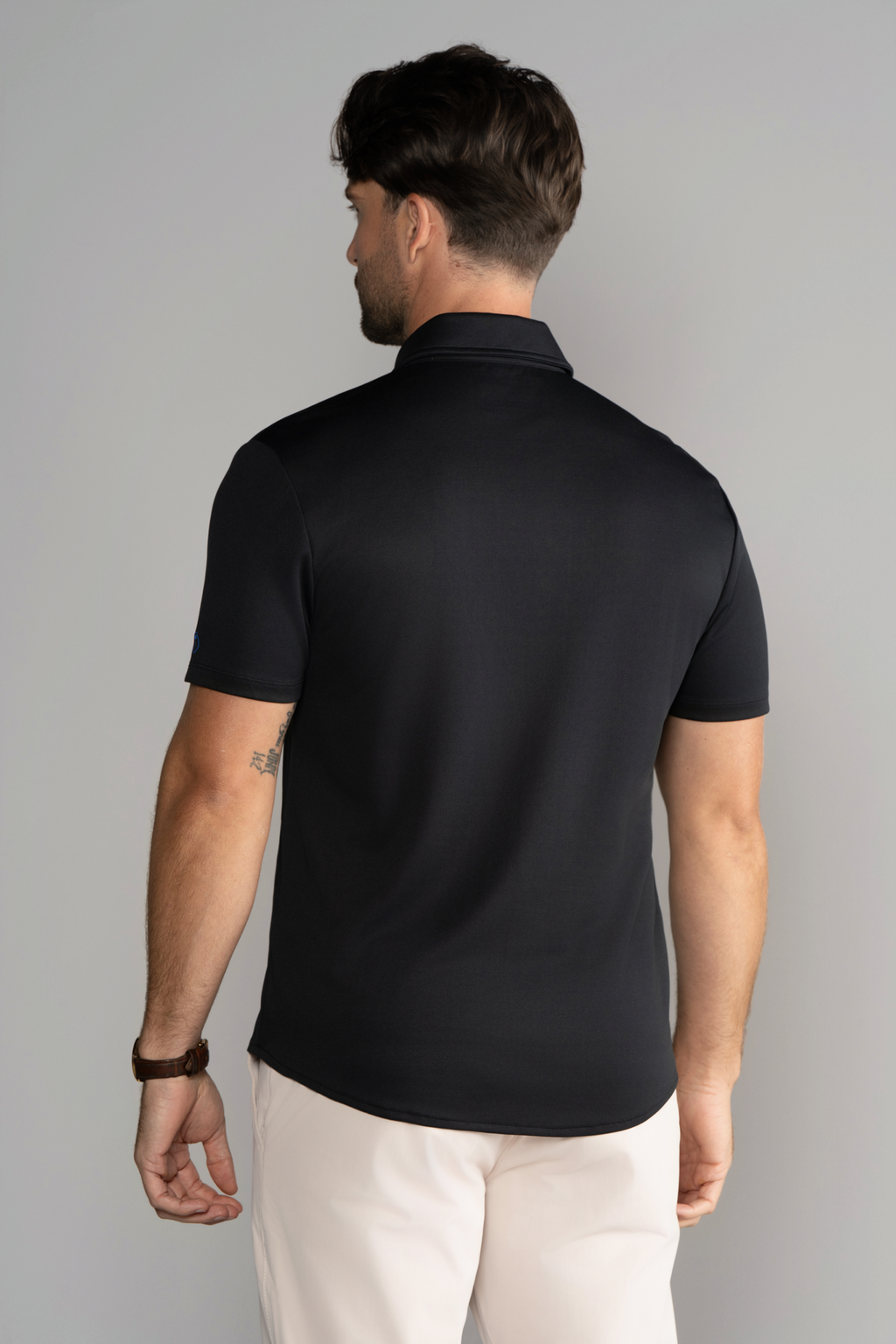 Short Sleeve Button Down Polo Solid // Black
