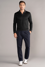 Long Sleeve Sweater Polo Solid // Black