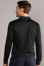 Long Sleeve Sweater Polo Solid // Black