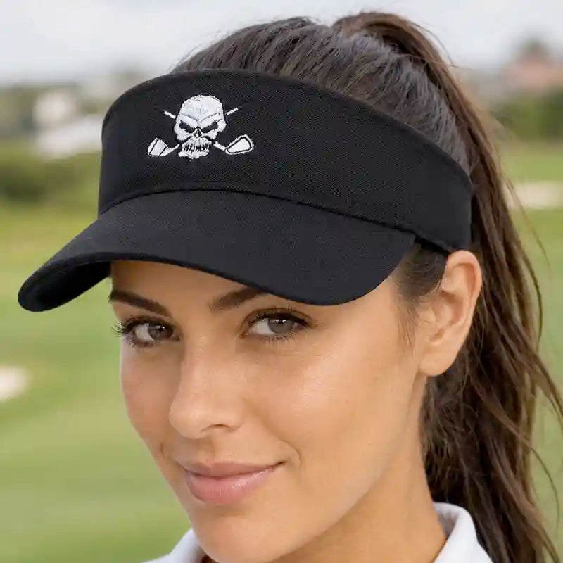 Golf Visor with Skull Design (Black)