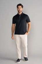 Short Sleeve Polo Contrast // Black Grey