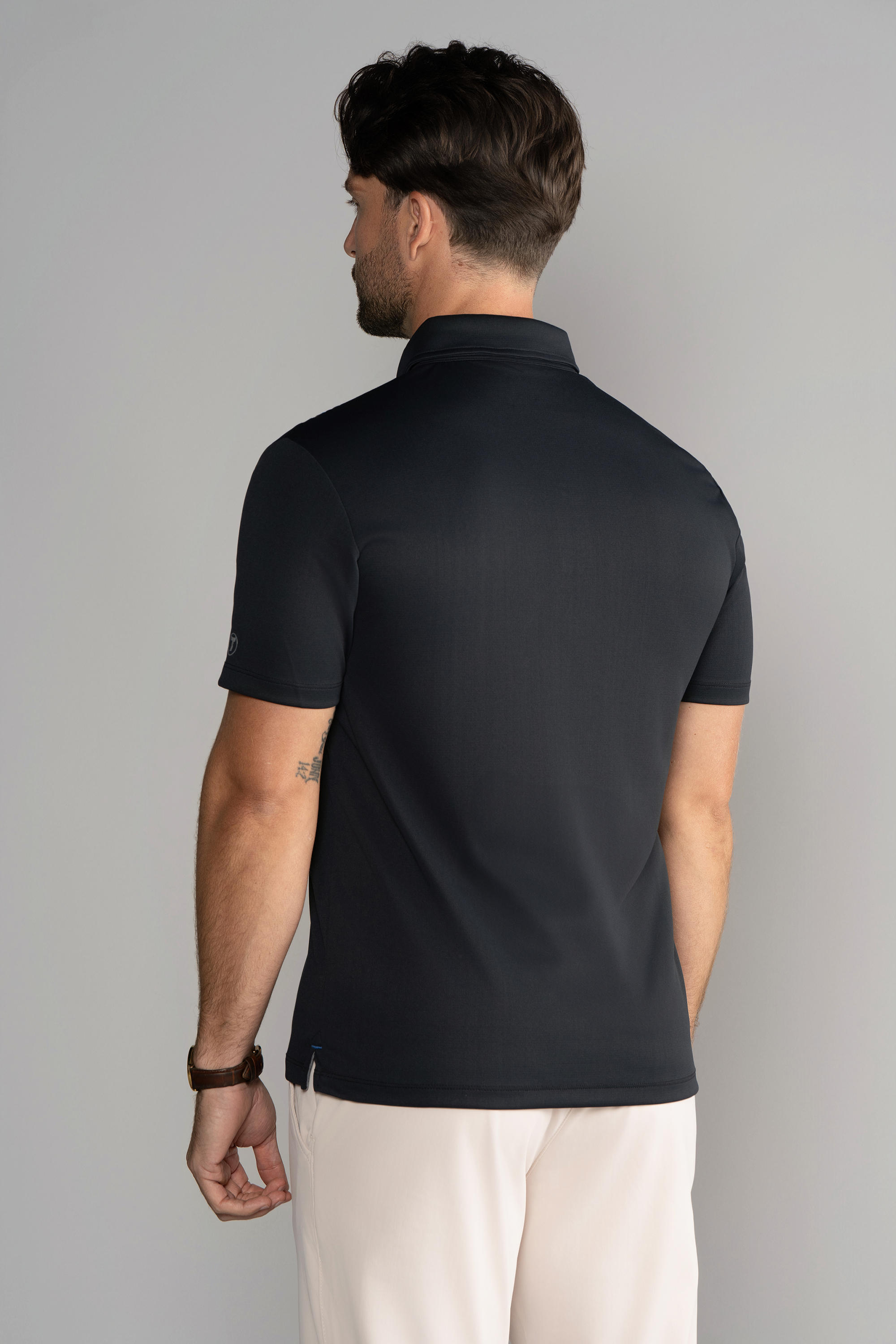 Short Sleeve Polo Contrast // Black Grey