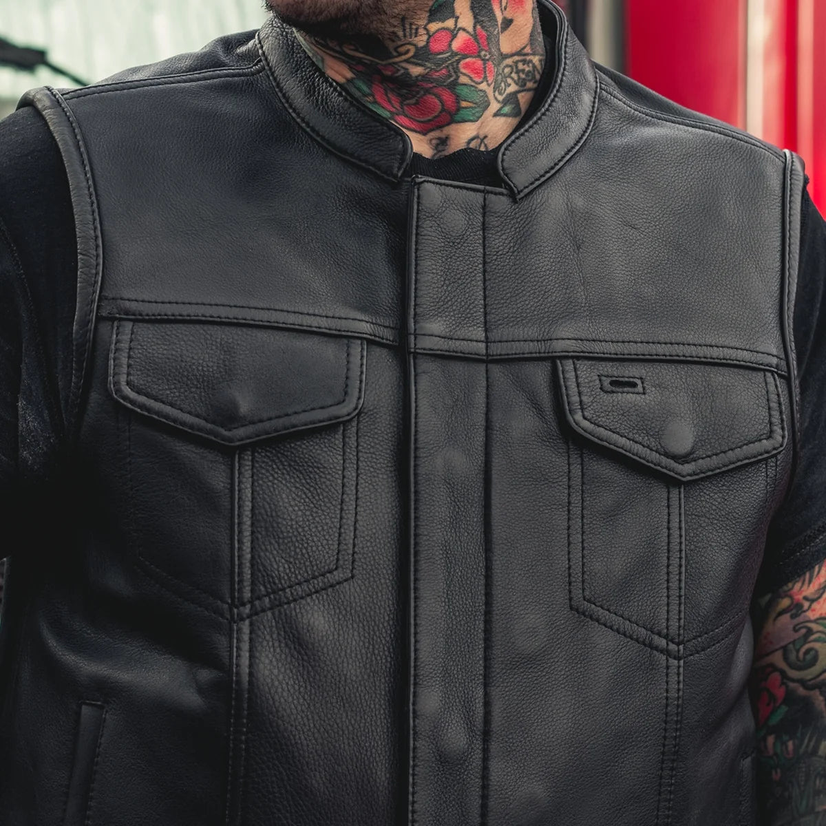 Hotshot Men's Motorcycle Leather Vest