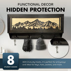 Mountain & Tree Wooden Coat Rack with Hidden Gun Storage Compartment