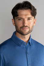 Long Sleeve Button Down Polo Solid // Blue