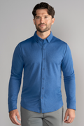 Long Sleeve Button Down Polo Solid // Blue