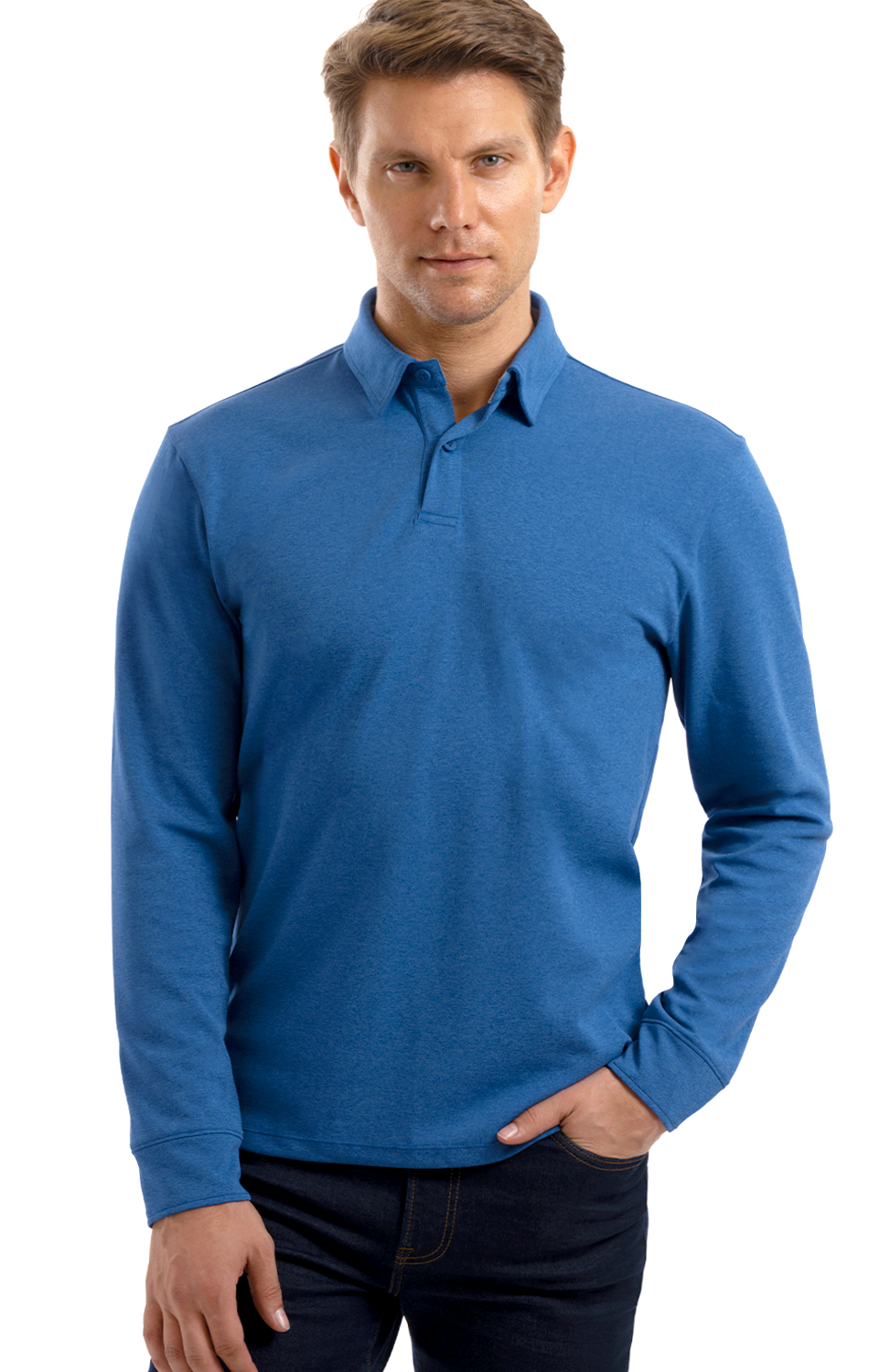 Long Sleeve Polo Solid // Blue