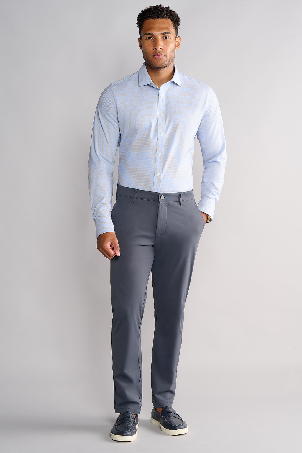 Leader Non-Iron Contrast // Blue Check