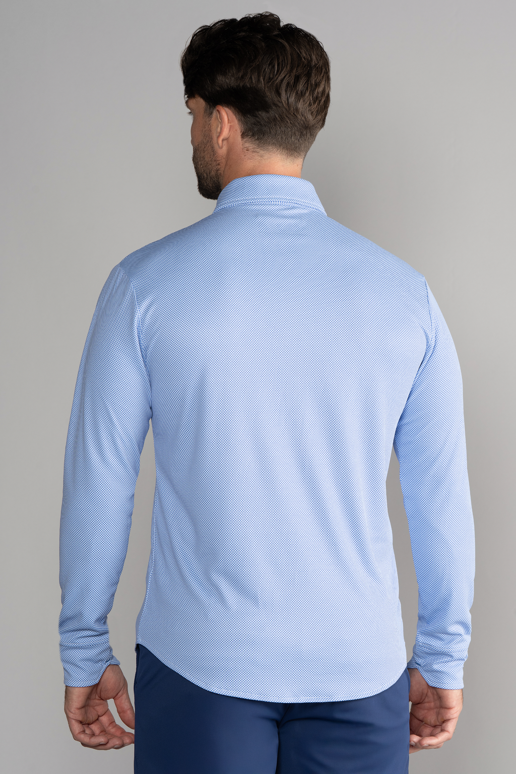Long Sleeve Button Down Polo Dot // Blue Diamond