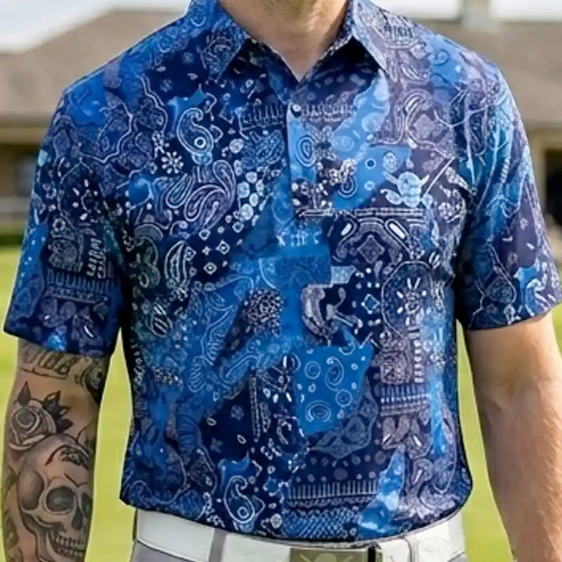 Hustler Cool-Stretch Men's Golf Shirt (Blue)
