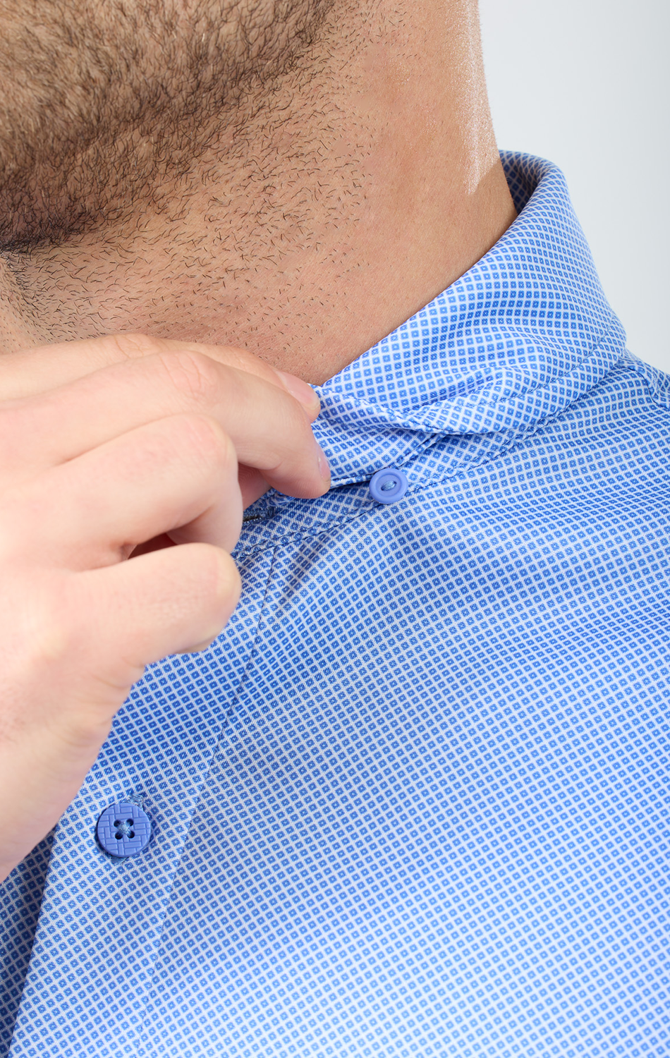 Short Sleeve Button Down Polo Dot // Blue Diamond