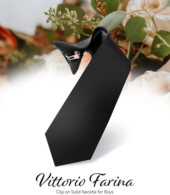 Vittorio Farina Boy's Satin Clip Necktie