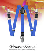 Vittorio Farina Boy's Clip End Suspender with Silver Hardware in Gift Box: 70% Polyester & 30%